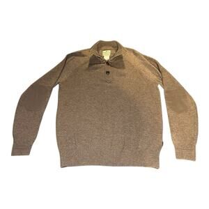 BERETTA Lambswool Blend Pullover 1/4 Button Sweater with Elbow Patches‎ Size L
